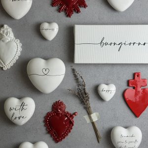Cuore in ceramica Linea Calligrafa