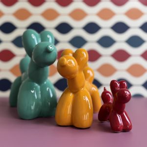 Balloon dog in ceramica colorata