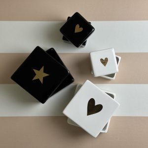 Scatola quadrata Linea Stella e Cuore Oro