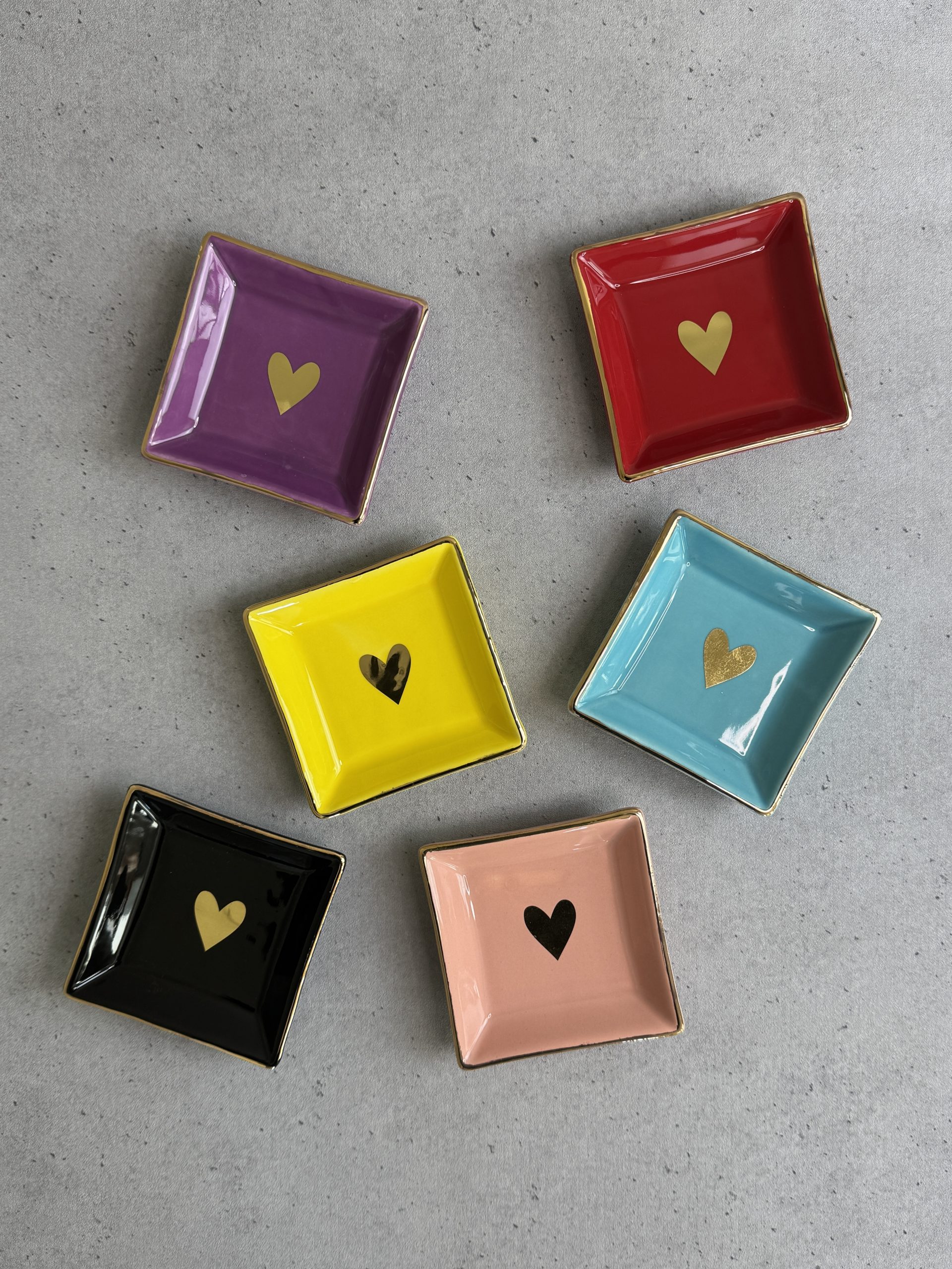 Square saucer Star & Heart Gold Line